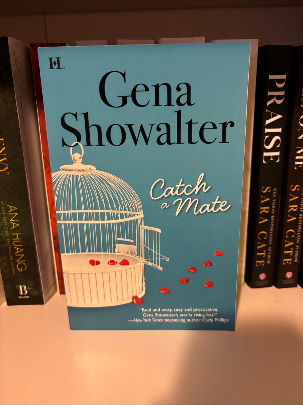 Gena Showalter "Catch a Mate" Paperback - Teal Cover with White Birdcage
